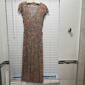 Frye & Co. Women's short sleeve midi A-line floral print dress: Size M